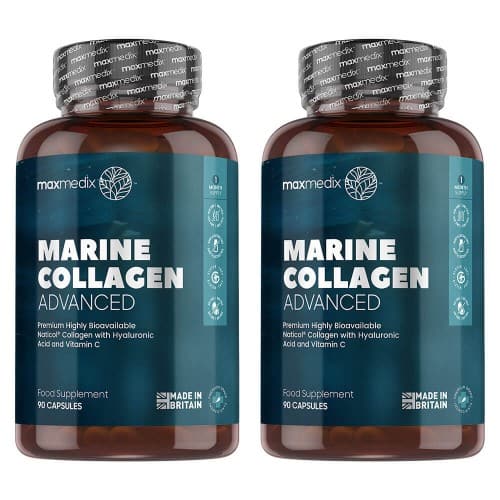 Marine Collagen Advanced - 180 Capsules - Hydrolyzed Marine Collagen With Hyularonic AcidandCoq10  Anti-ageing Skin  Joints + Muscle Care  2 Months