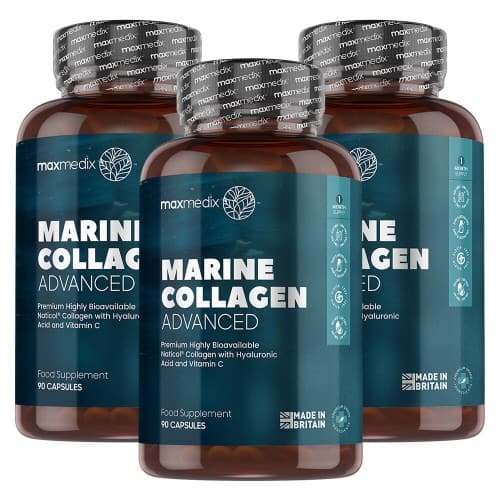 Marine Collagen Advanced - 3 Pack - Fish Collagen Peptides  Hyaluronic Acid  Vitamin C For Healthy Skin  Anti-ageing Collagen Powder Capsules X 270