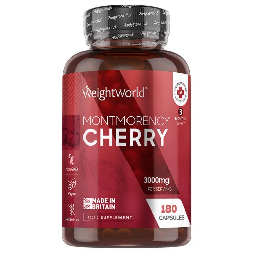 Montmorency Cherry 180 Capsules  3000mg - VeganandNatural Tart Cherry Extract Supplement