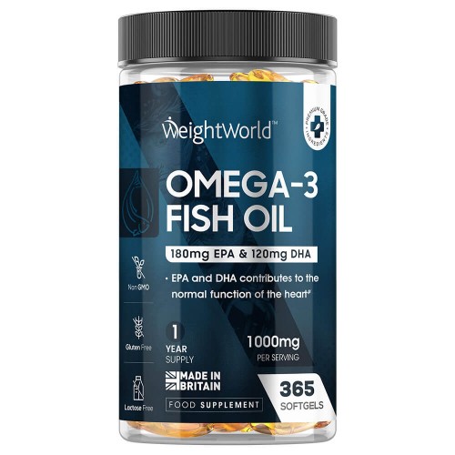 Omega 3 Oil Softgels  1000mg 365 Softgels - 1 Year Supply -