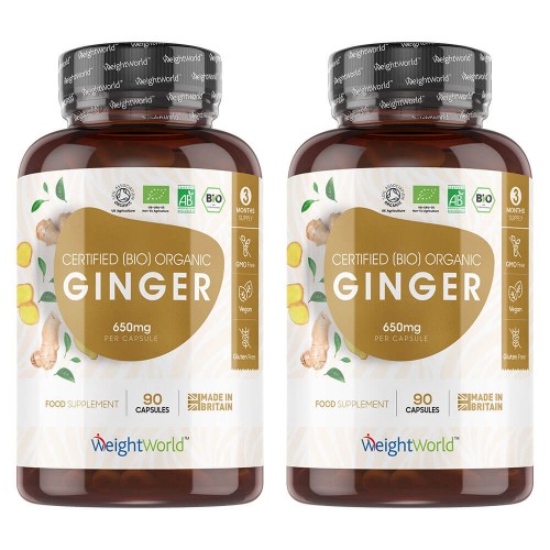 Organic Ginger - Naturally Sourced Heart And Stomach Balancing Supplement - 650mg - 2 Pack