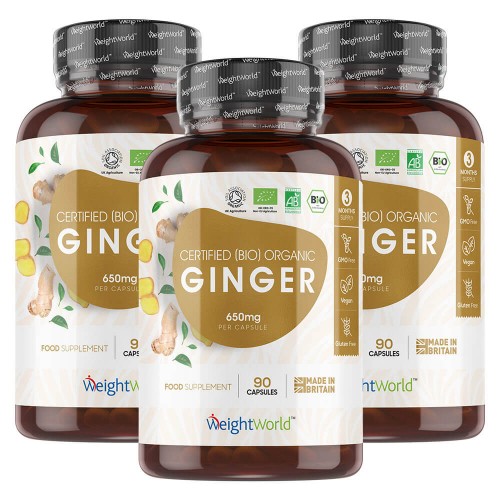 Organic Ginger - Naturally Sourced Heart And Stomach Balancing Supplement - 650mg - 3 Pack
