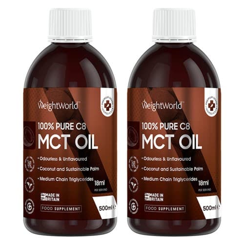 Pure C8 Mct Oil - 500 Ml  Bottle - Natural Mct Oil - Weight Loss - Brain Health - Appetite Suppressants - 2 Pack