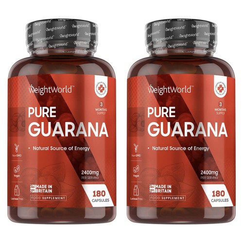Pure Guarana Capsules - Energising Amazon Fruit Supplement - 1200mg In 90 Capsules - 2 Pack