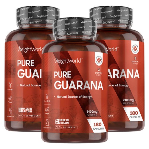 Pure Guarana Capsules - Energising Amazon Fruit Supplement - 1200mg In 90 Capsules - 3 Pack
