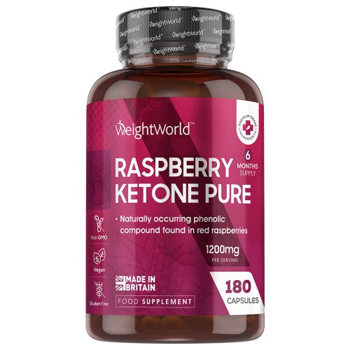 Raspberry Ketone Pure - 180 Capsules 1200mg  - 3 Month Supply -  Two Capsules Everyday