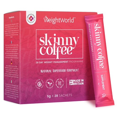 Skinny Coffee - 140g - 28 Day Coffee Blend - All Natural Herbal Ingredients - 10 Calories Per Serving - With Arabian Beans