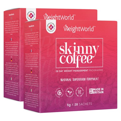 Skinny Coffee 2 Pack - 56 Day Coffee Diet Drink  Matcha And Chlorella Infused  Slimming Coffee Powder 90g Per Pack  No Laxatives Or Senna Inside