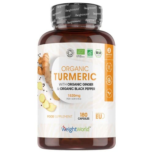 Turmeric Capsules - 1520mg. 180 Capsules With Black PepperandGinger - For Joints  SkinandWellbeing (3 Month Supply)