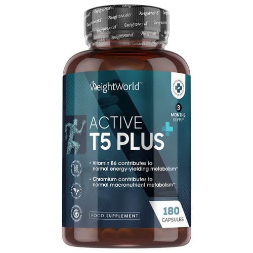 Active T5 Plus - Natural Fat Burner With B6 - 180 Capsules - High Strength Thermogenic Keto Supplement - Natural Diet Pills