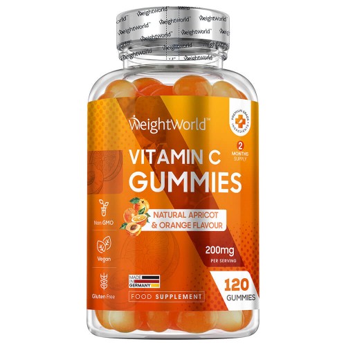 Vitamin C Gummies - 200mg 120 Gummies - Natural ApricotandOrange Flavour