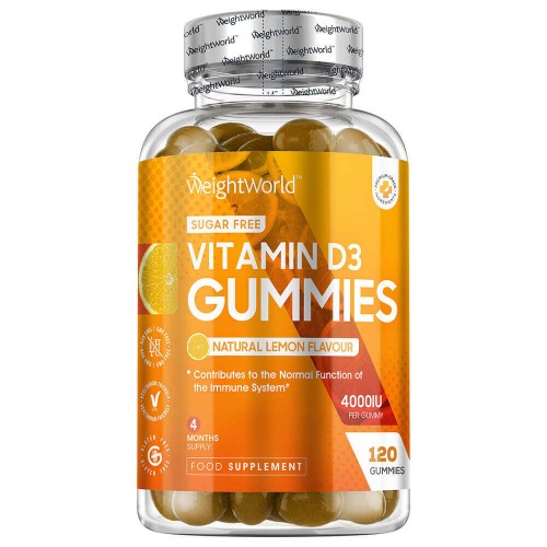Vitamin D3 Gummies - 4000iu 120 Gummies - 4 Month Supply - Zesty Natural Lemon Flavour -