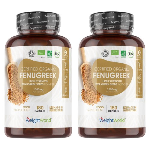 100% Organic Fenugreek - Vegan-friendly Superfood Supplement - 180 Two-a-day Capsules For 3 Month Supply - 2 Pack