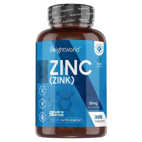 Zinc Tablets - 25mg High Strength 365 Tablets - 1 Year Supply