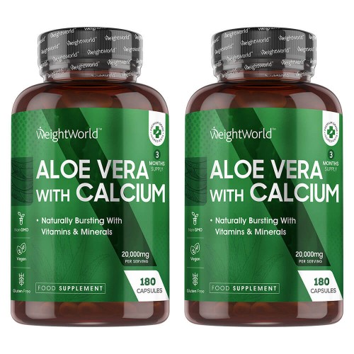 Aloe Vera With Calcium - Natural Body Support Capsules - Weightworld - 360 Capsules  - 2 Pack