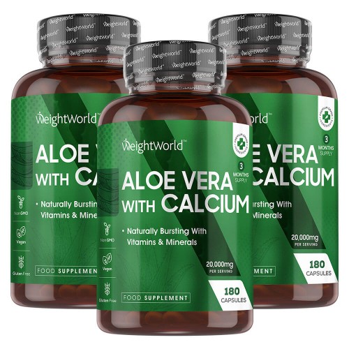 Aloe Vera With Calcium - Natural Body Support Capsules - Weightworld - 540 Capsules  - 3 Pack