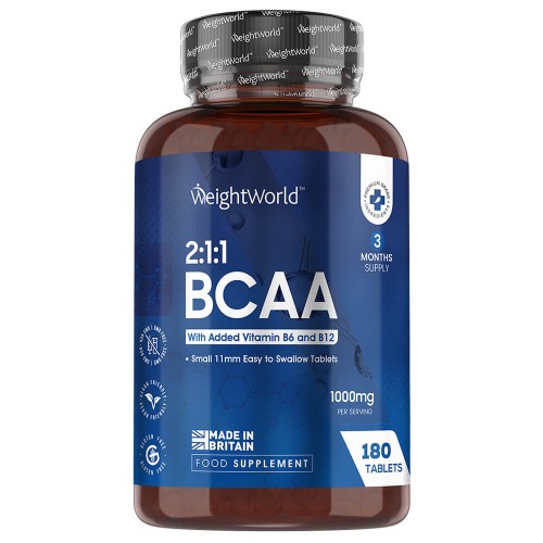 Bcaa With B6 Tablets - Amino Acid Muscle Building And Support Supplement - 180 Tablets