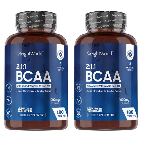 Bcaa With B6 Tablets - Amino Acid Muscle Building And Support Supplement - 180 Tablets- 2 Pack