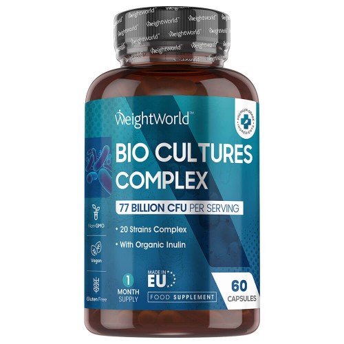 Bio Culture Complex - 60 Capsules - 77 Billion Cfu - 20 Strain Probiotic Complex - Stomach-friendly Vegan Formula