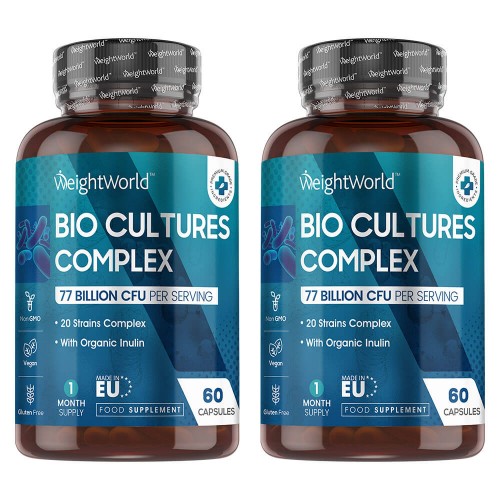 Bio Culture Complex Capsules - Stomach-friendly - 77 Billion Organisms - 60 Vegan Capsules - 2 Pack