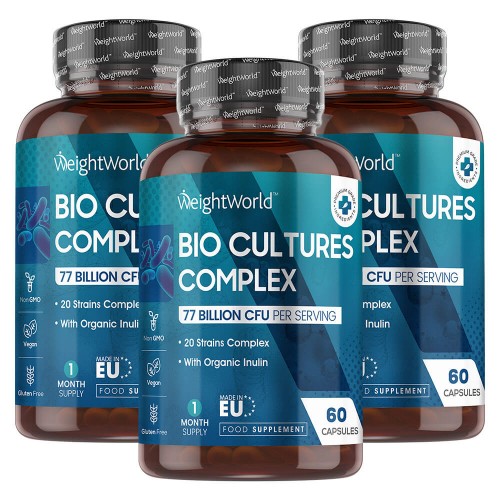 Bio Culture Complex Capsules - Stomach-friendly - 77 Billion Organisms - 60 Vegan Capsules - 3 Pack
