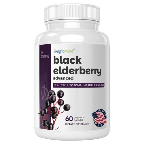 Black Elderberry Advanced - 500 Mg 60 Capsules  With Liposomal Vitamin C + Zinc
