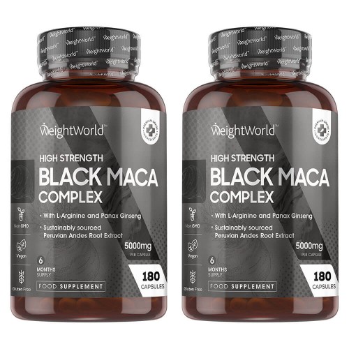 Black Maca Complex - Natural Energising Food Supplement - Ideal For ToningandBuilding Muscle - 360 Capsules