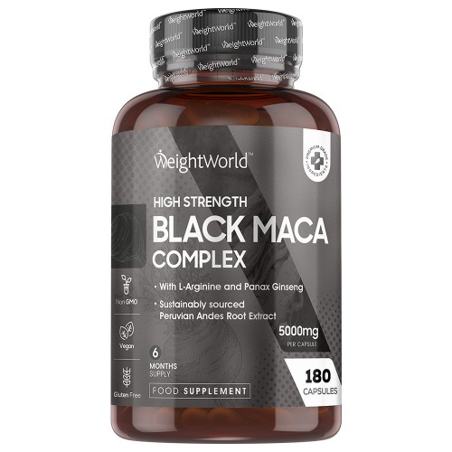 Black Maca Root Complex - 5000mg 180 Capsules - Natural Food Supplement. (6 Month Supply)