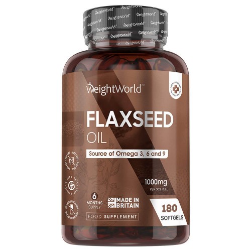 Flaxseed Oil Softgels - 1000 Mg 180 Softgels - Vegan Omega 3 Supplement  Rich Source Of Omega 3  6and9