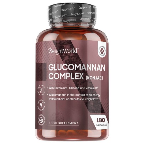 Glucomannan Complex - 3000mg 180 Capsules - Dietary Fibre Supplement With ChromiumandCholine