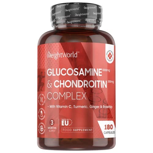 GlucosamineandChondroitin - 1290mg 180 Capsules - With Vitamin C  Turmeric  GingerandRosehip - Natural Joint Care