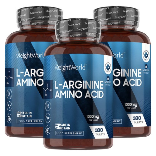 L-arginine  Tablets - Fitness Supplement For Size  Definition And Muscle Performance - 180 Tablets - 3 Pack