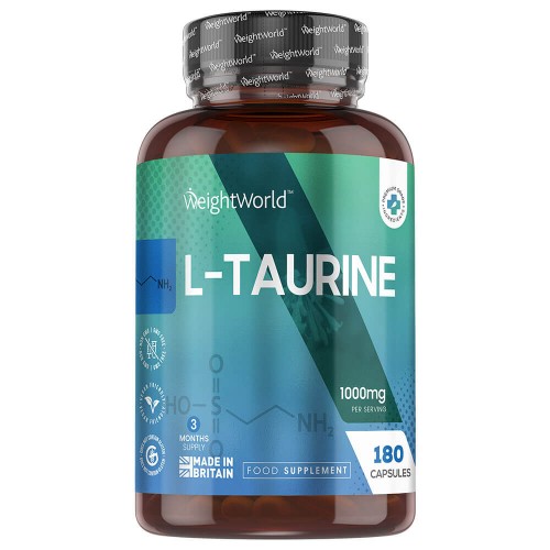 L-taurine Capsules - 1000mcg 180 Capsules - Amino Acid Perfect For Muscles And Energy - 3 Month Supply