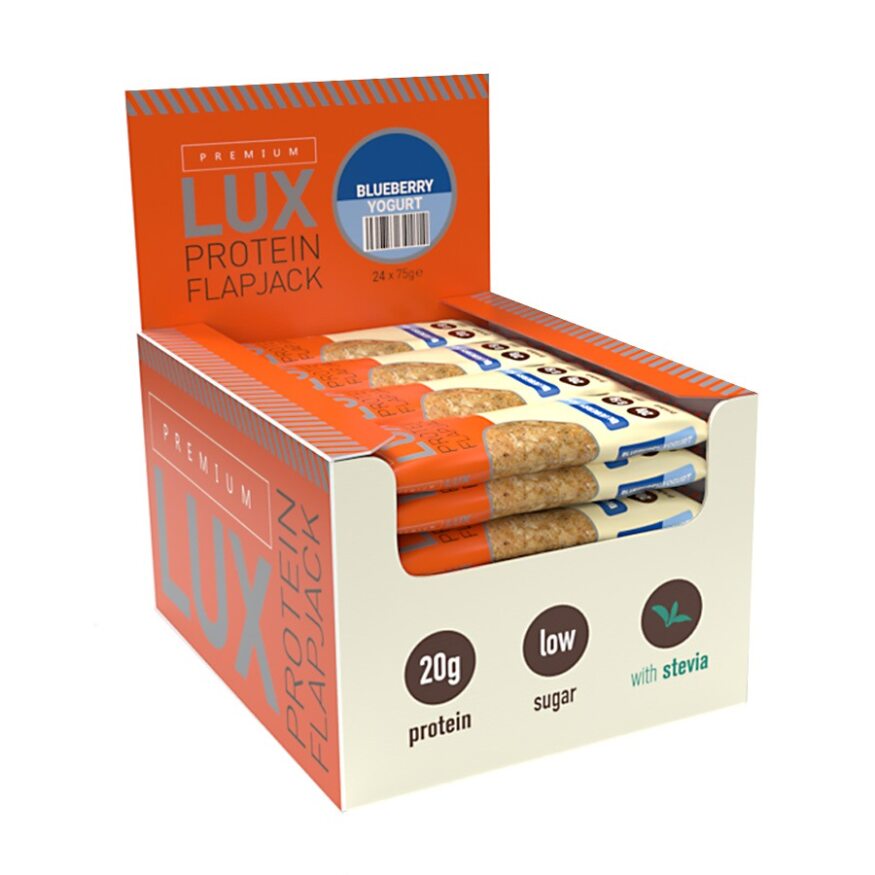 24 Bars X 75g Protein Flapjacks Bars Premium Lux Blueberry Yoghurt