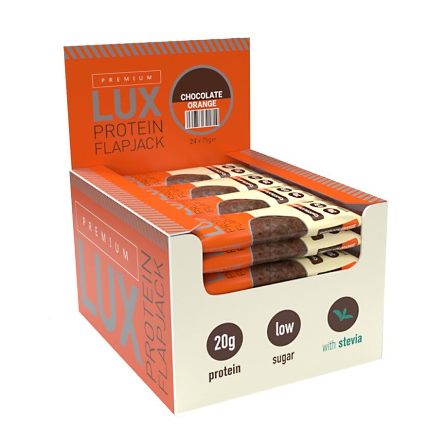 24 Bars X 75g Protein Flapjacks Bars Premium Lux Chocolate Orange